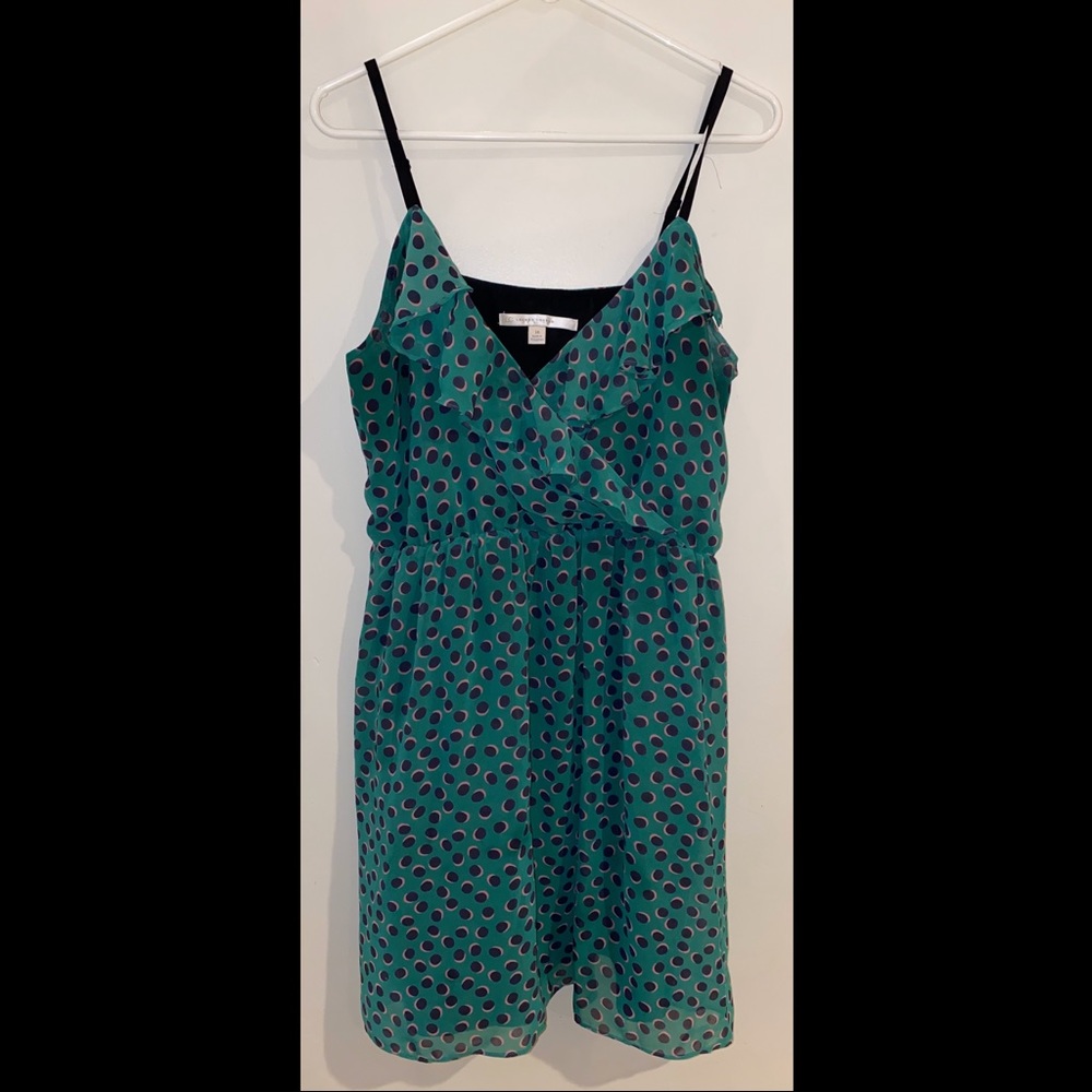 Lauren Conrad Green & Black Polka Dot Dress